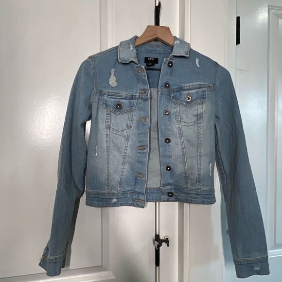 DKYY womens jean jacket size xxs blue jacket coat O440 - Picture 1 of 5